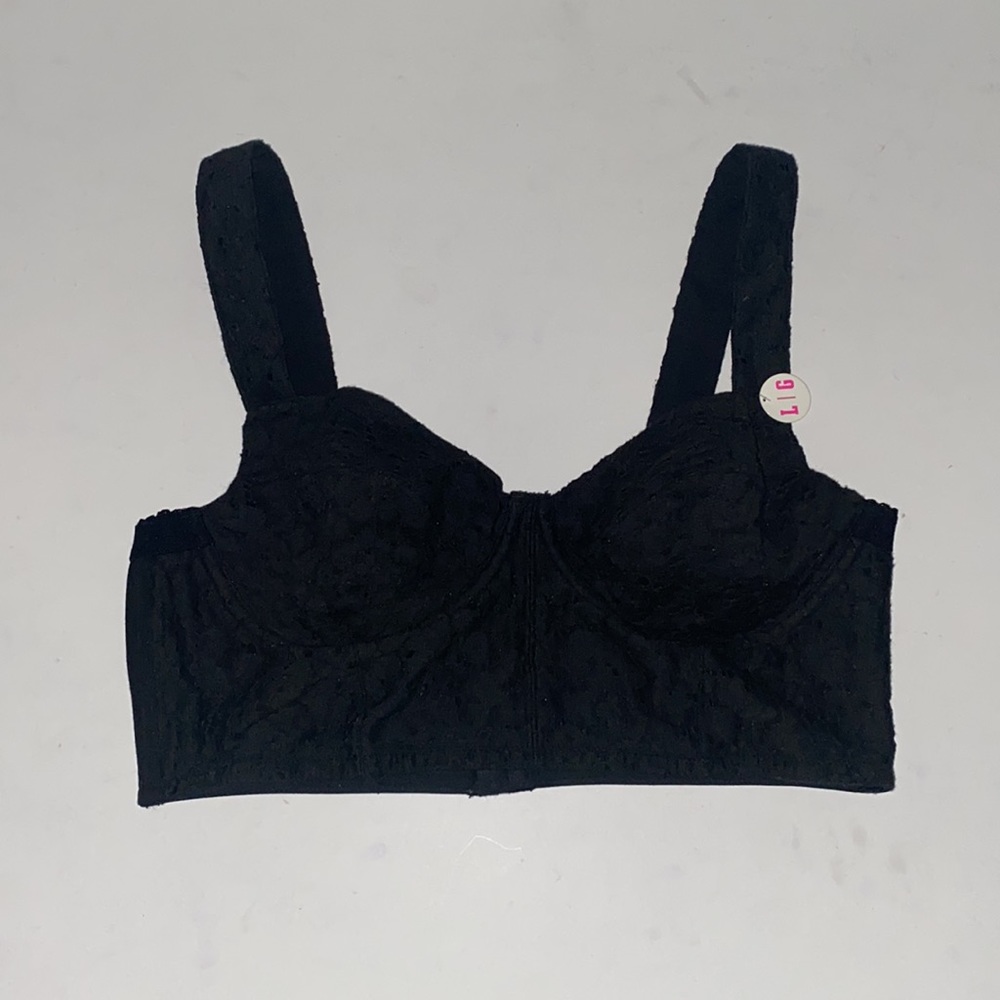 Victoria Secret PINK Black Lace Bra Soft Bralette Size Large